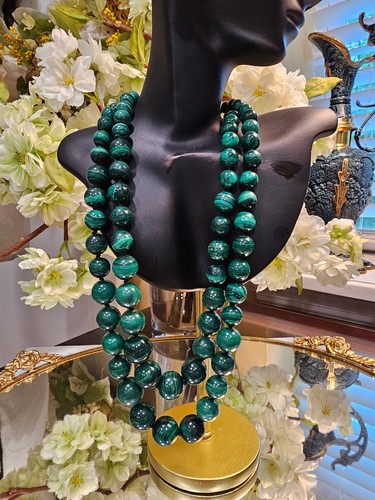 Rarities , Malachite Necklace, very large, 20" - Picture 4 of 9