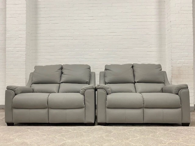 Parker Knoll Albany Grey Leather 2 2 Seater Sofas eBay