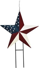 Metal Barn Stars Garden Stake Hanging Star Ornament American Flag Yard Sign USA