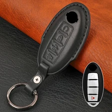 For Nissan Altima Rogue Sentra 4-Button Leather Key Remote Case Cover Protector