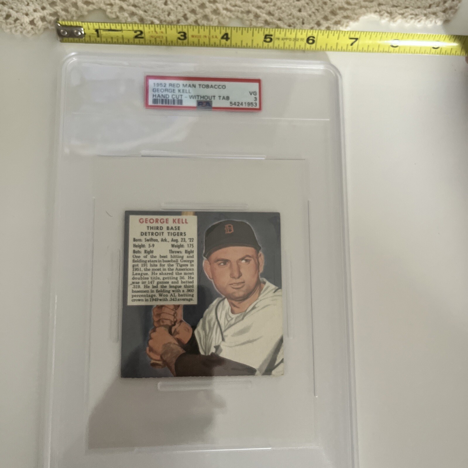 1952 Red Man Baseball Card No Tab George Kell Detroit Tigers PSA 3 VG SEE OTHER - Picture 2 of 11