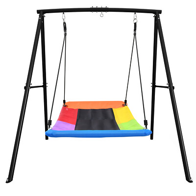 440lbs Metal Swing Set w/60'' Platform Swing Kids Adult Outdoor Backyard Swingset