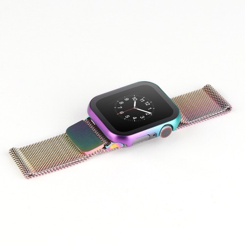 Per iWatch Series 7 6 5 4 3 2 1 custodia in metallo + protezione schermo vetro temperato pelle - Foto 41 di 42