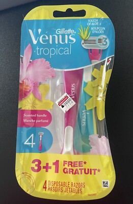 Gillette Venus Tropical Women's Disposable Razor 4 Ct With Scented Handle New