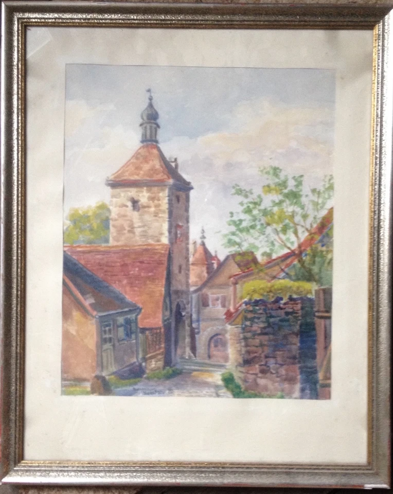 SIEBERSTOR ROTHENBURG OB DER TAUBER GEMÄLDE AQUARELL MONOGRAMM ANTIK SELTEN - Bild 1 von 1