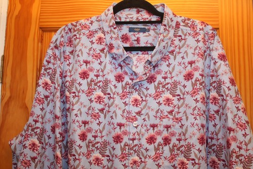MEN'S FABULOUSMID BLUE LONG SLEEVED SHIRT BY COTTON TRADERS SIZE XXL (52" CHEST) - Picture 2 of 3