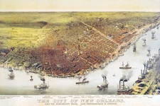 CITY OF NEW ORLEANS 1800'S PANORAMIC EYE MAP VINTAGE POSTER REPRODUCTION