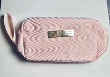 MAC Holiday Cosmetic Bag Dusty Pink Gold Colored Zipper Ribbon Handle New Unused