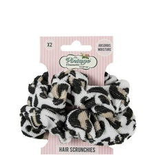 The Vintage Cosmetic Company Hair Scrunchies 2 Piece Leopard Print Microfibre