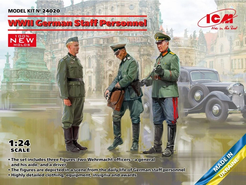 WWII German Staff Personnel (3 Figs) 1:24 FIGURES ICM24020