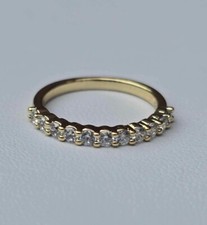 Gold Plated Half Eternity Ring Dainty Cubic Zirconia 