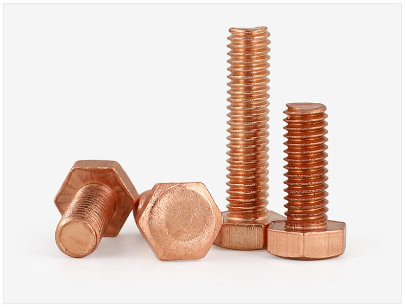 99.9 Pure Copper Hexagon Head Bolts DIN933 M3/M4/M5/M6/M8/M10/M12/M16