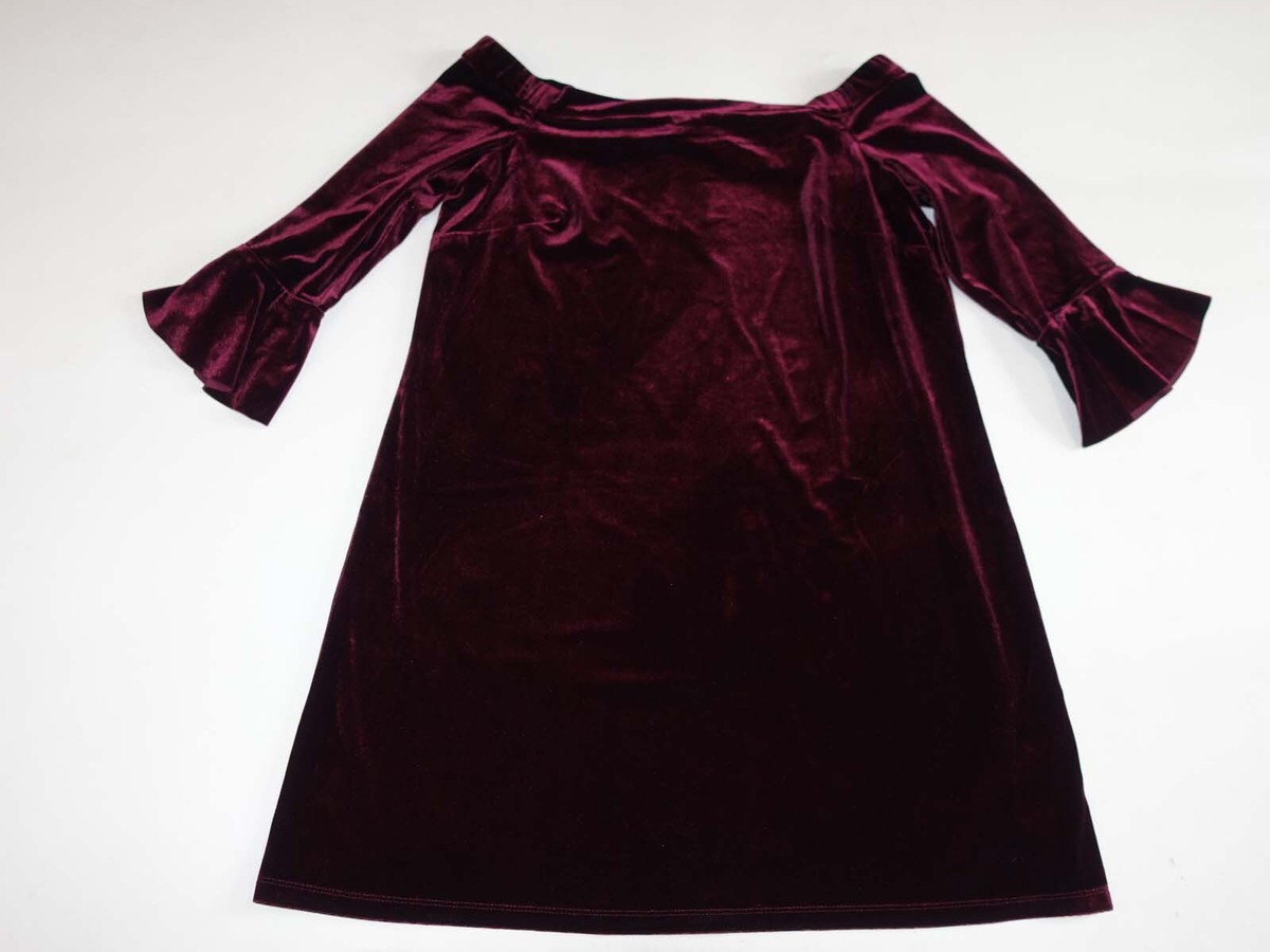 Chaps Women's Velvet Tunic Blouse Large NWT 3/4 Sleeves Dark Wine Red High  Neck
