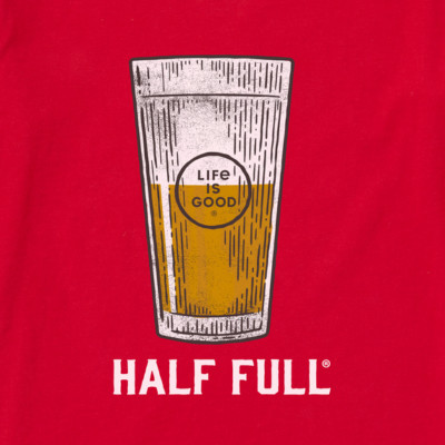 NWT Women's Life is Good Half Full Beer Glass Red SS Crusher Tee