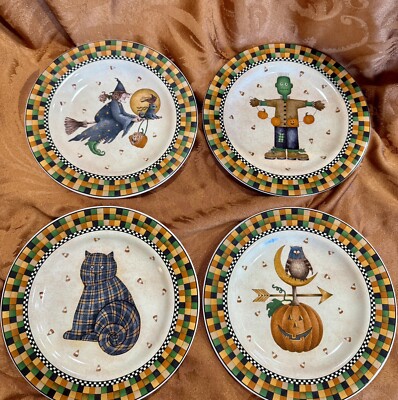 VINTAGE Debbie Mumm Sakura HALLOWEEN  8.25'' Dessert Salad Plates