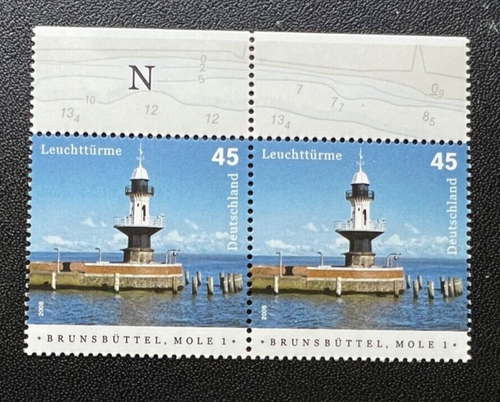 Bund, Mi. 2473 postfrisch, waagerechtes Paar oben, Leuchtturm Brunsbüttel Mole 1