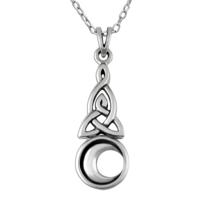 Sterling Silver Crescent Moon Pendant Necklace 18'' - .925 Lunar Celtic Jewelry
