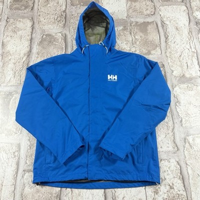 Helly Hansen Seven J Rain Jacket Men s Large Blue Waterproof Packable Shell EUC