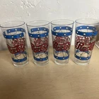 Vtg Pepsi-Cola Tiffany Style Stained Glass Drinking Glasses tumbler 8 Oz Set 4
