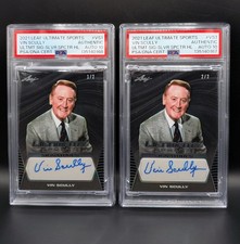 2021 Leaf Ultimate Sports VIn Scully Signatures SILVER   1/2 & 2/2 PSA AUTO 10 