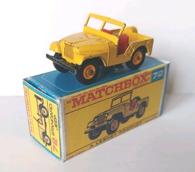 Matchbox RW #72b 1:63 Standard Jeep gelb mit Repro ''F'' Box Lesney Series-75 