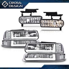 Led Drl Headlights Lamps Fog Lights Fits For 99-02 Chevy Silverado 00-06 Tahoe