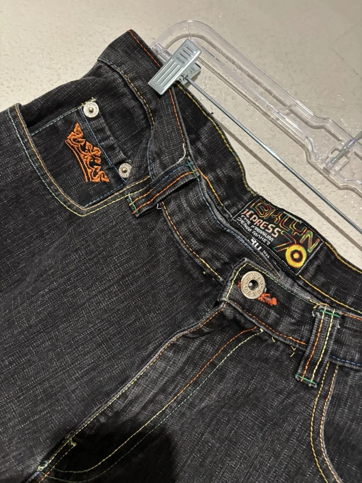 Pantalones Cortos De Colección Bklyn Sueltos Jean Bordados Estilo Y2K Jnco Negros Para Hombres 34 Pantalones Cortos ii25 Foto 3 de 4