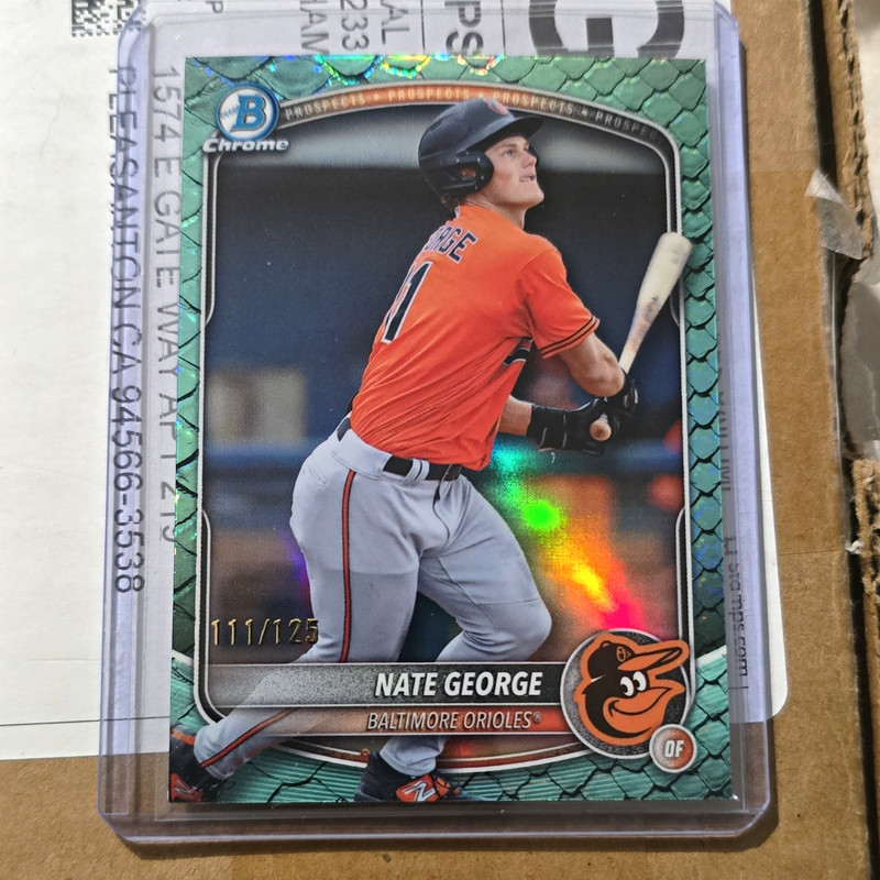 Bowman 2023 Chrome Prospects Nate George Orioles #1574 Green Refractor /125 PSA