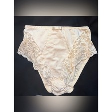Vintage Victoria's Secret Silky Satin Lace Control Brief Panties M Ivory/Cream