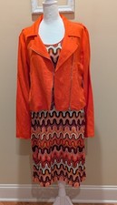 KAREN KANE DRESS Med SLEEVELESS TANK BOHO LINED CROCHET KNIT  With JACKET