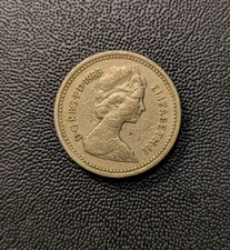 1989 One Pound Coin England Nickel-Brass Queen Elizabeth II Royal Arms Circulat…