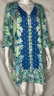 Lilly Pulitzer Pamala shift dress in the ''Macaw Blue Coconut Row'' print M Tropic