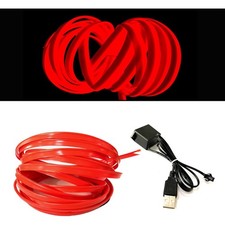 USB EL-Wire Rot, 5M/16.4FT Flexible Neonlichtröhre DC 5V Neonröhre Innenrauml...