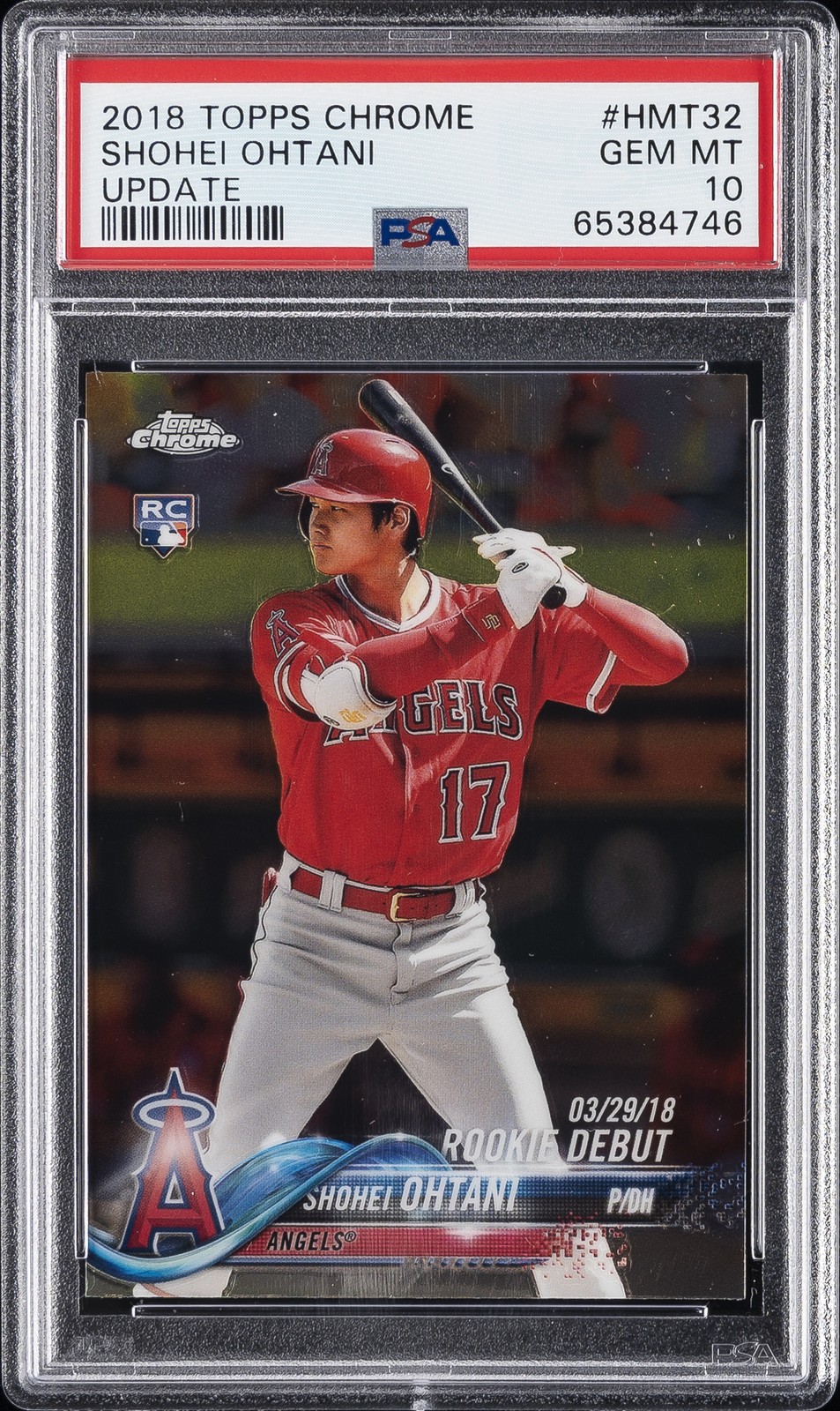 2018 TOPPS CHROME UPDATE #HMT32 SHOHEI OHTANI ROOKIE RC PSA 10