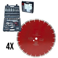 "4 X D350-L1020 Power Cut +Allround SteckschlüSselsatz 108-Teilig Set 1/2+1/4\" C"