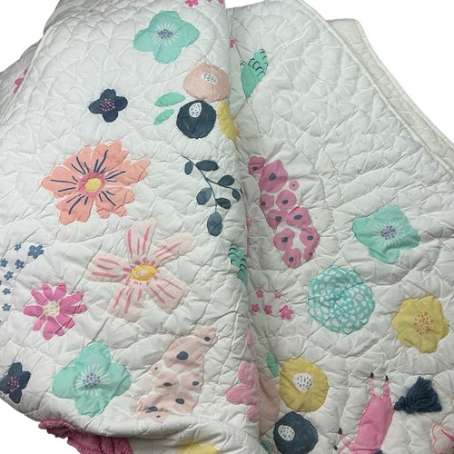 Pottery Barn Kids textured garden quilted bedspread 63 x 85