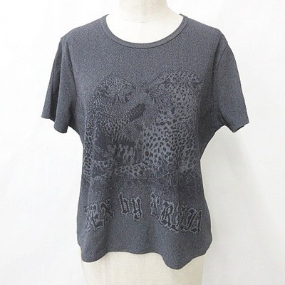 KRIZIA EVEX Cut Sew Short Sleeve T-Shirt Gray Jacquard Animal Pattern Japan
