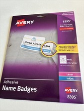 Set Of 2 Avery 8395 Name Badges Peel White 2 1/3" x 3 3/8" 160 Badges 20 Sheets