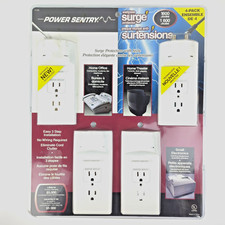 POWER SENTRY Wall Plate Surge Protector 4 Pack White 1600 Joules Coax NEW