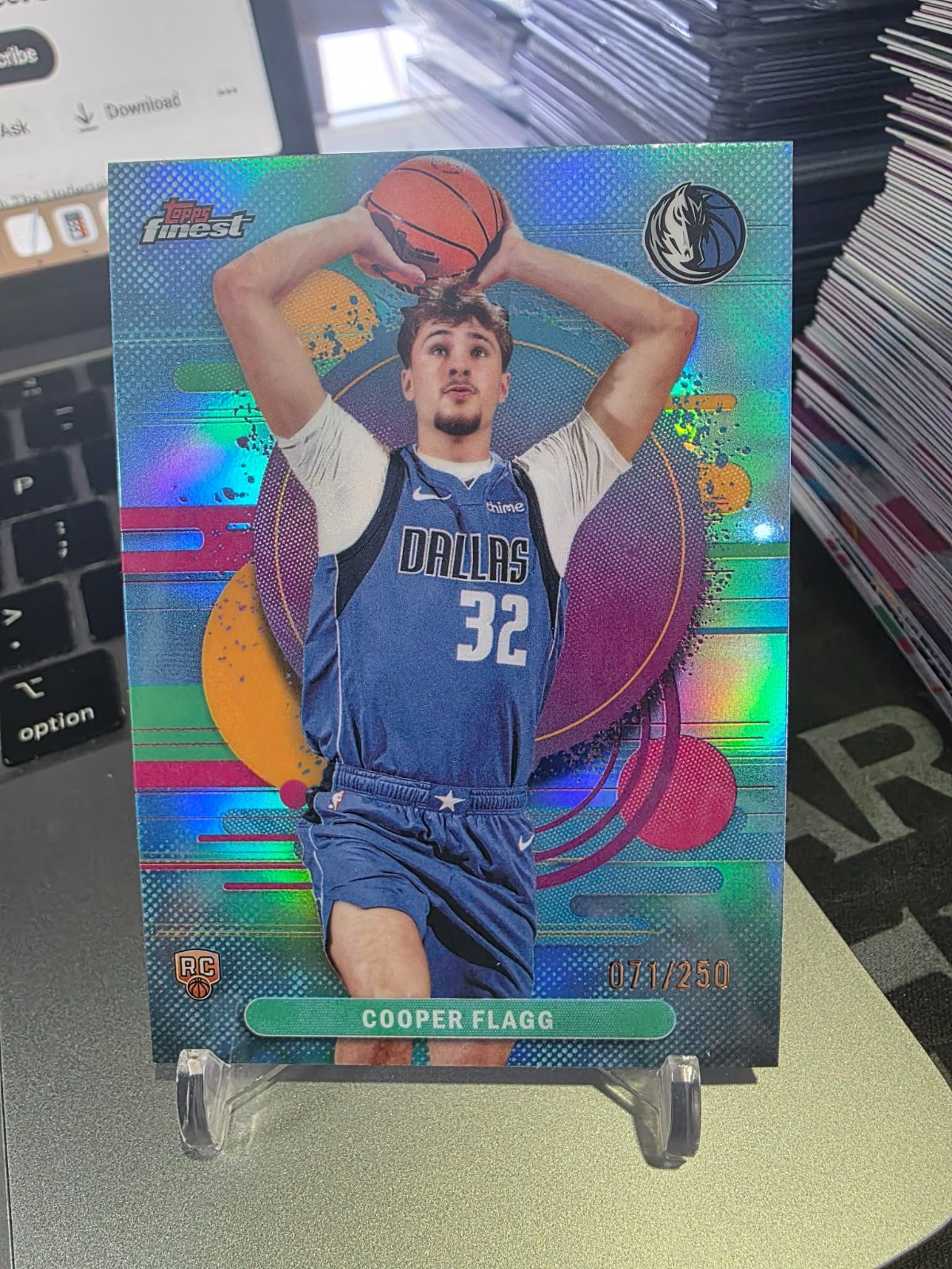 2025-26 Topps Finest Cooper Flagg #101 Uncommon Sky Blue Refractor 071/250 RC!