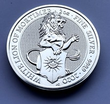 2020 Queen’s Beasts White Lion of Mortimer – 2 oz Silver Coin 