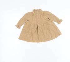 Baby GAP Girls Beige Knit A-Line Dress 3-6 Months Long Sleeve Winter