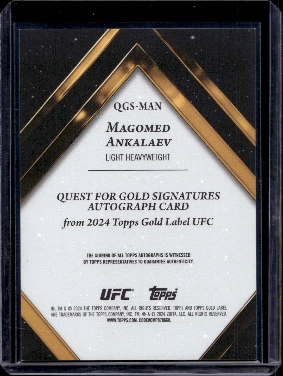2024 Topps Gold Label UFC Magomed Ankalaev Quest for Gold Black Auto /10 QGS-MAN