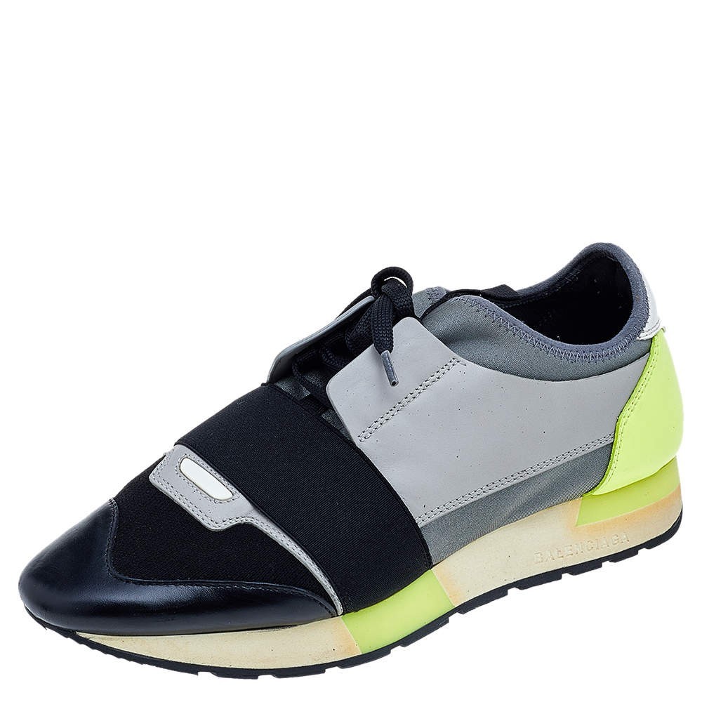 Balenciaga Multicolor Mesh And Leather Race Runner Sneakers Size 39