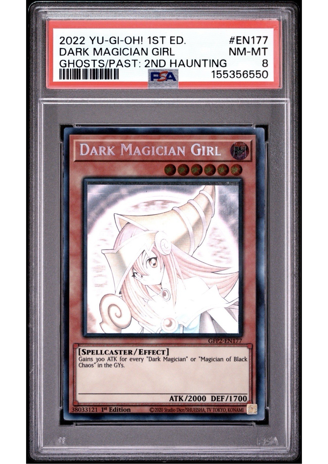 Yu-Gi-Oh! Dark Magician Girl Ghost Rare Card GFP2-EN177 PSA 8