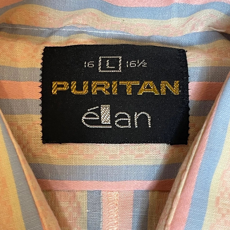 Camisa Puritan Elan Para Hombre Rayas Manga Larga Formal Rosa Azul Beige 16.5 Grande Foto 4 de 4