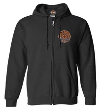Harley-Davidson Men's Groundwork Zip-Up Poly-Blend Hoodie Sweatshirt, Black