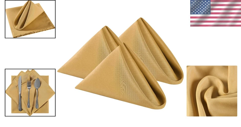 High Quality Polyester Dinner Napkins - Gold - Image 2 of 4