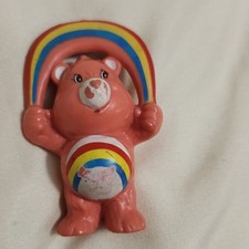 Care Bears Cheer Bear Rainbow Figurine Vintage 1983 Pink Plastic Small