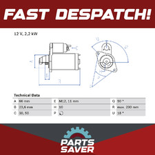 Starter Motor fits AUDI A7 4G 3.0 11 to 12 CGXB Bosch 057911021 059911021C